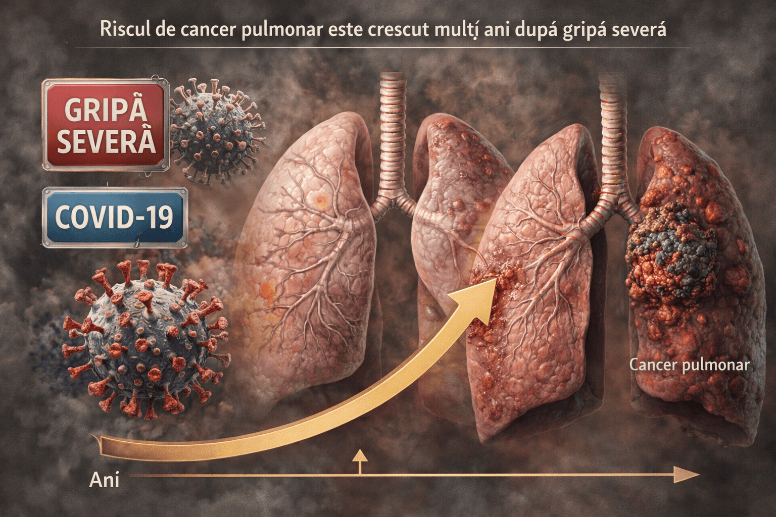 Riscul de cancer pulmonar după gripă severă sau COVID-19